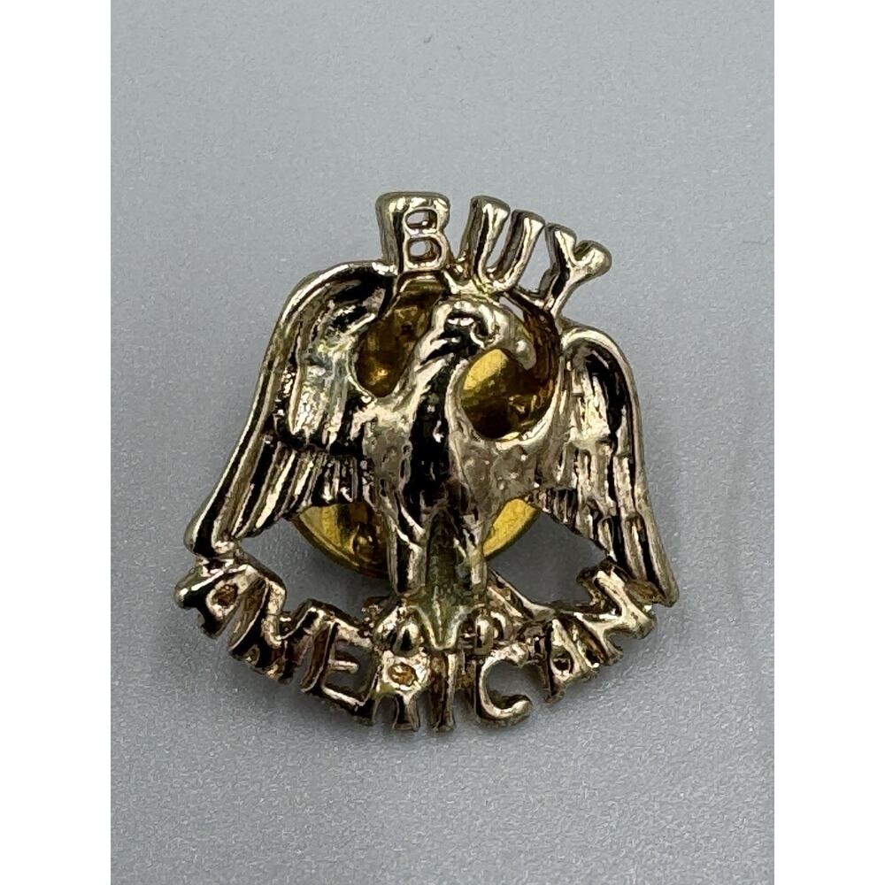 Vintage United Industrial Worker Gold Colored Eagle Buy American Lapel Pin UIW